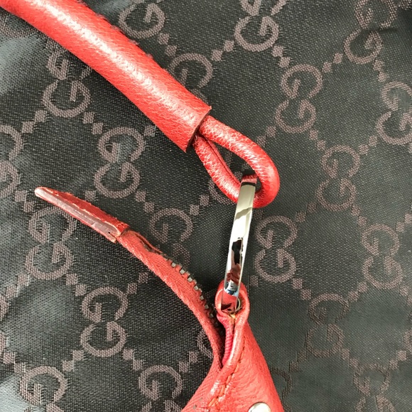 Gucci Vintage Red GG Canvas Ring Handle Shoulder Bag - Picture 7 of 7